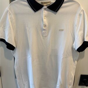 Burberry White Polo with Black Collar and Cuffs